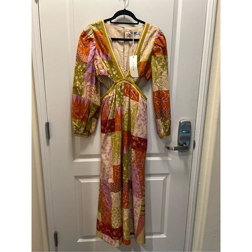 Mon Renn Cove Patchwork Long Sleeve Midi Dress In Patchwork Size S NWT $189 - Picture 8 of 12